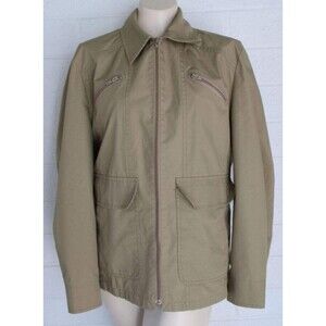 London Fog 40 Reg Khaki Zip Front Pockets Lined Casual Rain Jacket VTG